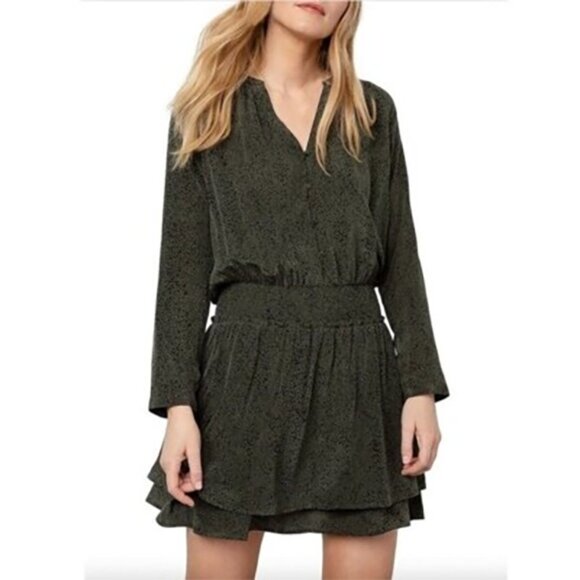 Rails Jasmine Olive & Black Print Smocked Waist Dress - Size XS - NWT - Picture 1 of 6